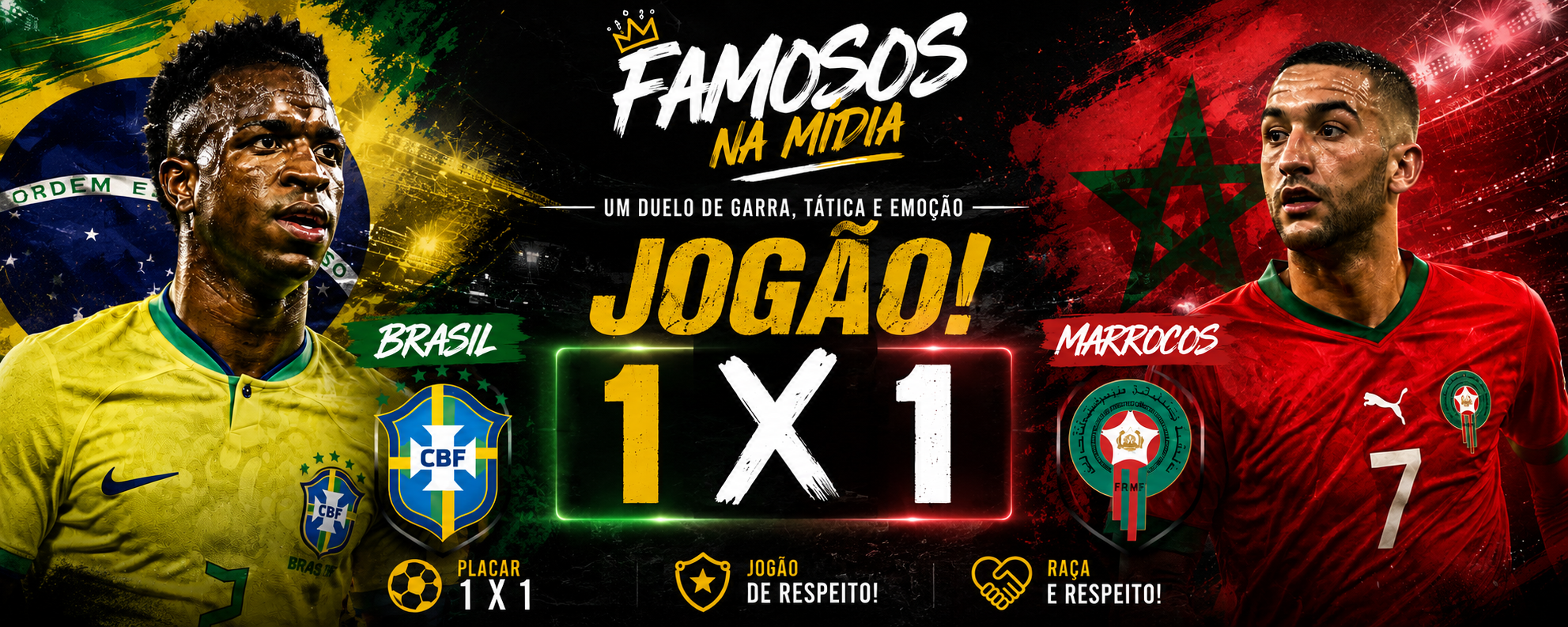 Brasil empata com Marrocos em jogo movimentado e equilibrado.