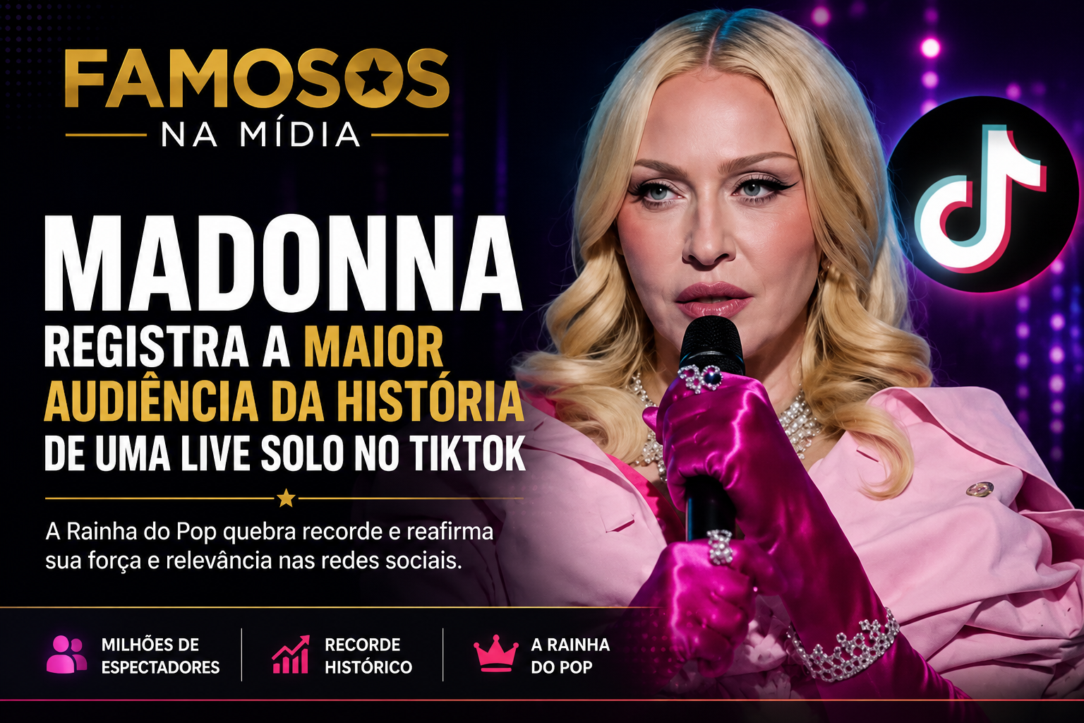 Madonna registra a maior audiência da história de uma live solo no TikTok